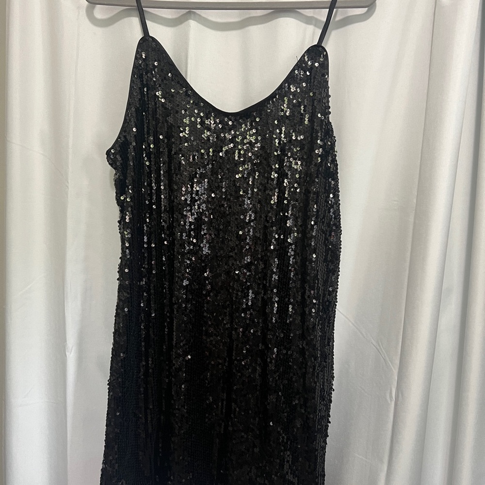 Allegra K Shimmering Black Sequin Mini Dress